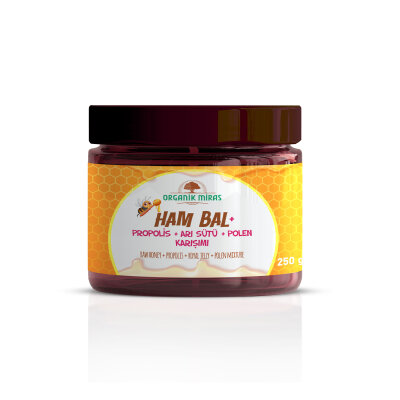 Ham Bal + Propolis + Arı Sütü + Polen Karışımı 250gr - EVVAHE DOĞAL
