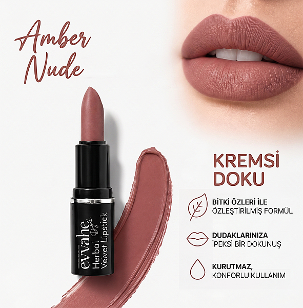 HERBAL VELVET STİCK RUJ - 1- AMBER NUDE 4 g e - 3